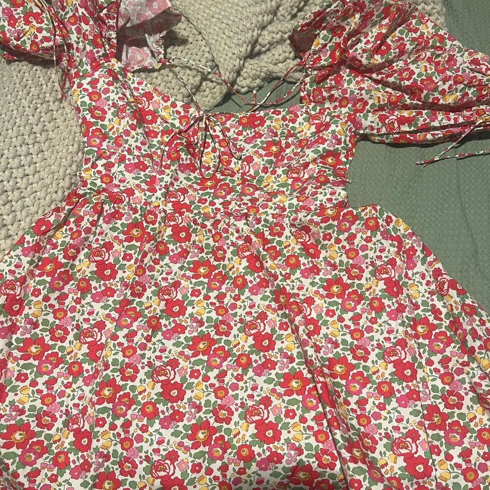For Love & Lemons Floral Midi Dress in White, Red, Pink, Yellow